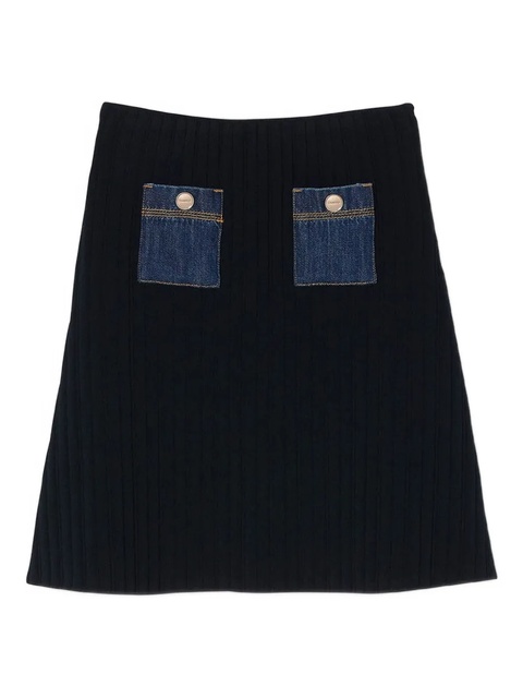 SANDRO ribbed denim-pocket skirt - Blue - zdjęcie produktu nr 1