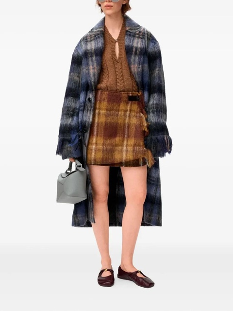 LOEWE plaid fringed coat - Blue - zdjęcie produktu nr 1