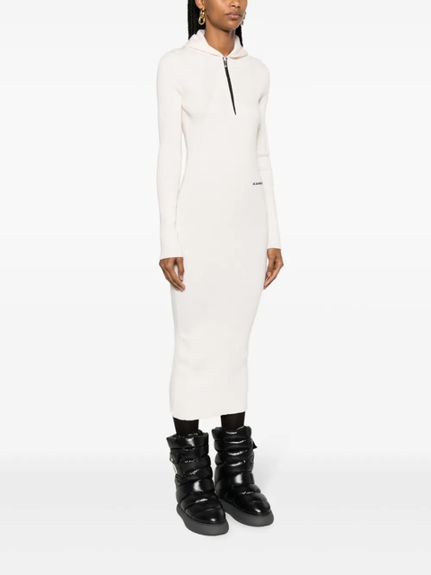 Jil Sander ribbed-knit hooded midi dress - Neutrals - zdjęcie produktu nr 2