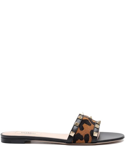 Valentino Garavani studded animal-print sandals - Black - zdjęcie produktu nr 1