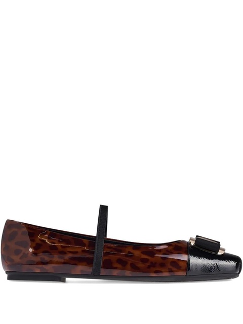 Ferragamo Vara Plate patent-leather ballet flats - Brown - zdjęcie produktu nr 1