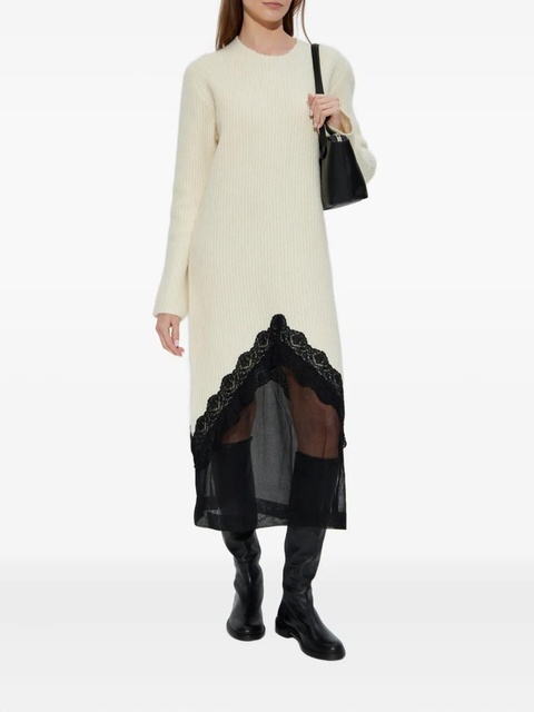 Jil Sander lace-panel midi dress - Neutrals - zdjęcie produktu nr 1