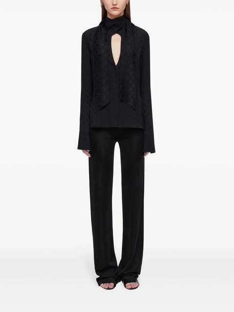 Ferragamo Gancini-jacquard silk blouse - Black - zdjęcie produktu nr 1