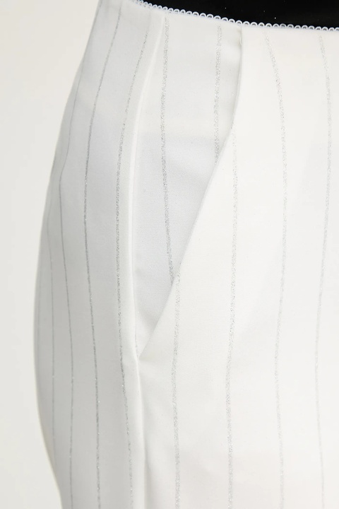 Ermanno Scervino spodnie damskie kolor biały szerokie high waist 56TP004EV7 - zdjęcie produktu nr 2