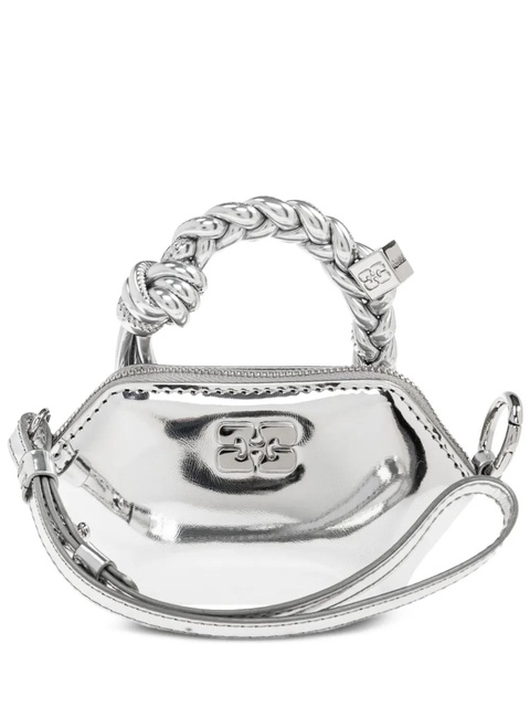 GANNI braided-handle metallic-effect pouch bag charm - Silver - zdjęcie produktu nr 1