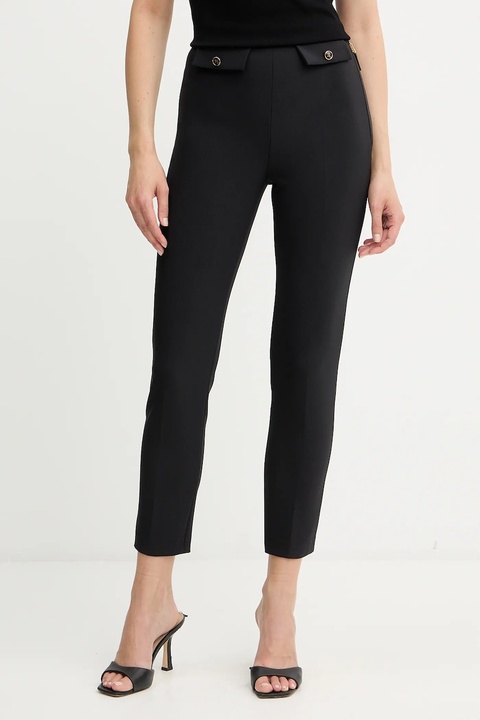 Elisabetta Franchi spodnie damskie kolor czarny dopasowane high waist PA12056E2 - zdjęcie produktu nr 1