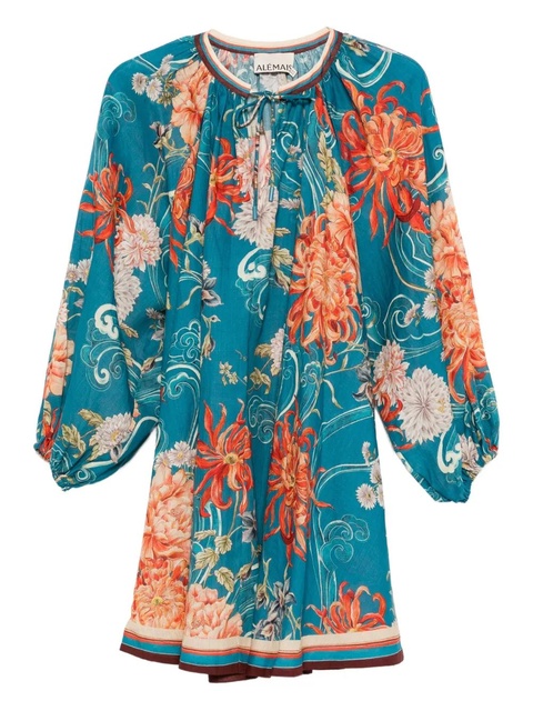 ALEMAIS Fletcher floral-print mini dress - Blue - zdjęcie produktu nr 1