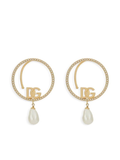 Dolce & Gabbana DG-logo pearl-embellished hoop earrings - Gold - zdjęcie produktu nr 1