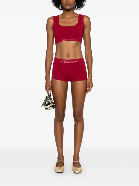 Blumarine logo-jacquard crop top - Red - zdjęcie produktu nr 2