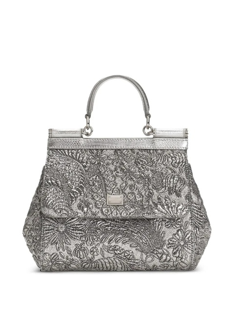 Dolce & Gabbana medium Sicily brocade tote bag - Silver - zdjęcie produktu nr 1