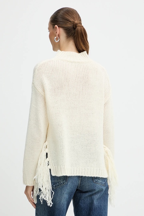 Marella sweter z dodatkiem wełny Emme by Marella damski kolor beżowy ciepły z półgolfem 2525366082200 - zdjęcie produktu nr 2