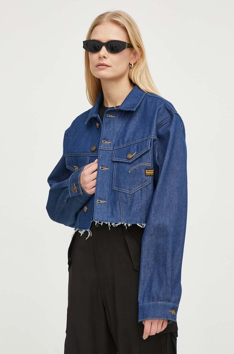 G-Star kurtka jeansowa damska kolor niebieski przejściowa oversize - zdjęcie produktu nr 1