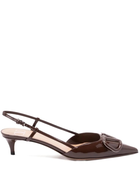 Valentino Garavani 40mm VLogo Signature slingback pumps - Zwx bark brown - zdjęcie produktu nr 1