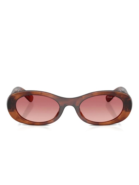 Miu Miu Eyewear tortoiseshell-pattern oval-frame sunglasses - Brown - zdjęcie produktu nr 1