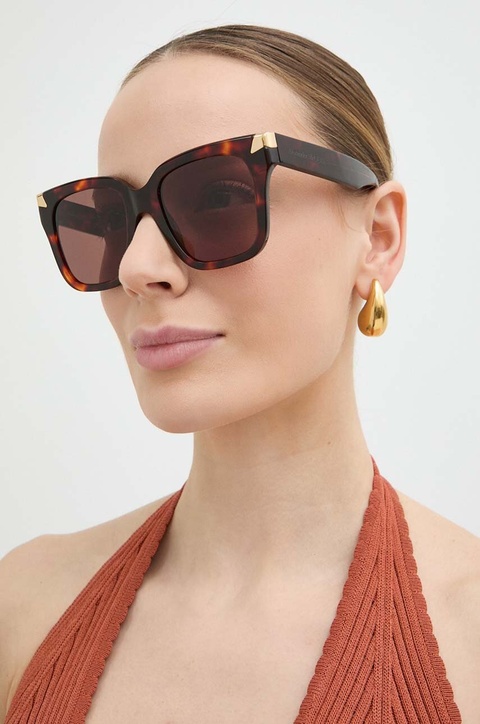 Alexander McQueen okulary przeciwsłoneczne damskie kolor brązowy AM0440S - zdjęcie produktu nr 1