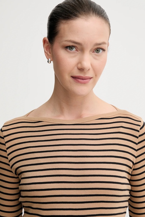 United Colors of Benetton longsleeve bawełniany kolor brązowy 30YSD109W - zdjęcie produktu nr 2