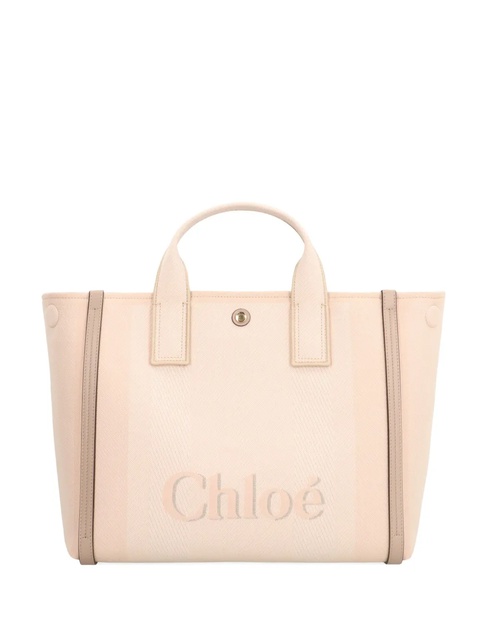 Chloé small Carry logo-detail canvas tote bag - Pink - zdjęcie produktu nr 1
