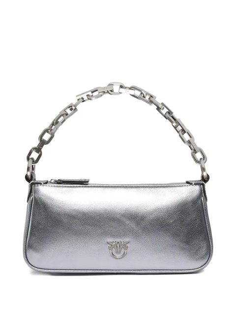 PINKO chain-link metallic leather shoulder bag - Silver - zdjęcie produktu nr 1