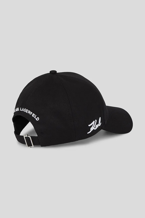 Karl Lagerfeld czapka z daszkiem bawełniana kolor czarny gładka A3W33018 - zdjęcie produktu nr 2