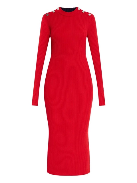 Sportmax buttoned ribbed midi dress - Red - zdjęcie produktu nr 1
