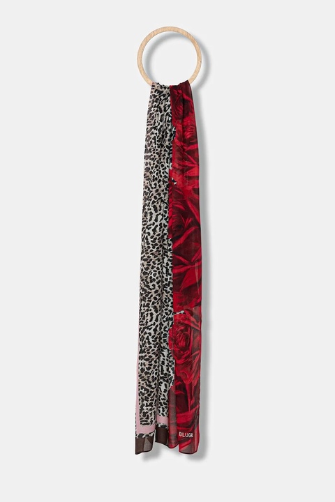 Blugirl Blumarine chusta z domieszką wełny damski kolor bordowy wzorzysty PF5017.T0300 - zdjęcie produktu nr 1