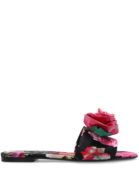 Dolce & Gabbana floral-motif slides - Black - zdjęcie produktu nr 1