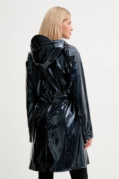 Rains kurtka 18130 Curve Long Jacket kolor niebieski przejściowa 18130 - zdjęcie produktu nr 2
