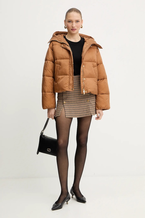 Pinko kurtka kolor brązowy zimowa oversize 105656 A2TF - zdjęcie produktu nr 2