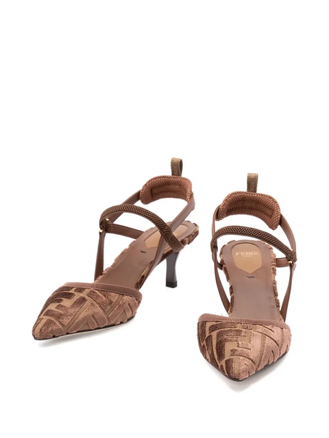FENDI 55mm monogram-patterned slingback pumps - Brown - zdjęcie produktu nr 2