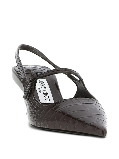 Jimmy Choo 45mm crocodile-embossed slingback pumps - Brown - zdjęcie produktu nr 2