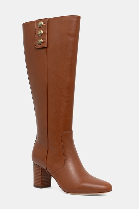 Lauren Ralph Lauren kozaki skórzane Kenndi Tl Hl damskie kolor brązowy na słupku 802977889001 - zdjęcie produktu nr 1