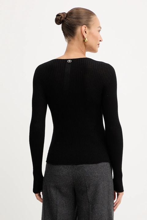 Twinset sweter wełniany damski kolor czarny lekki 252TT3110 - zdjęcie produktu nr 1