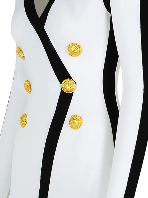 Balmain V-neck contrast-trim mini dress - White - zdjęcie produktu nr 2