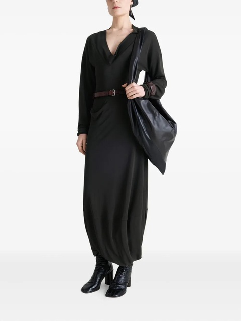 LEMAIRE draped V-neck dress - Black - zdjęcie produktu nr 2