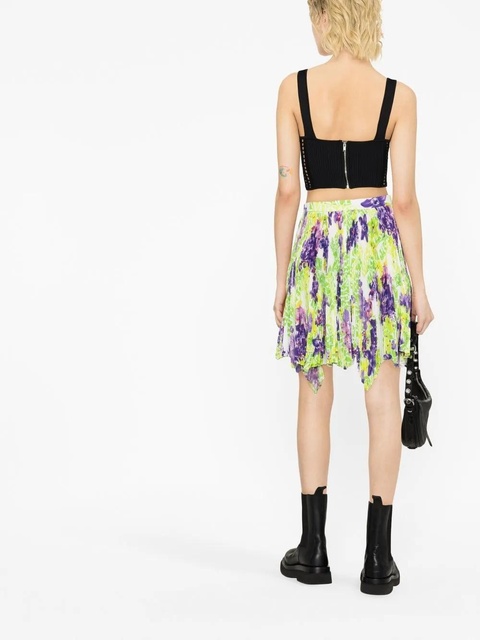 Versace Logo Orchid-print pleated asymmetric skirt - Green - zdjęcie produktu nr 1