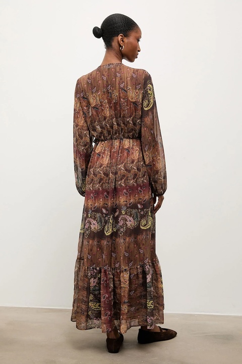 Answear.LAB sukienka kolor brązowy maxi rozkloszowana - zdjęcie produktu nr 2