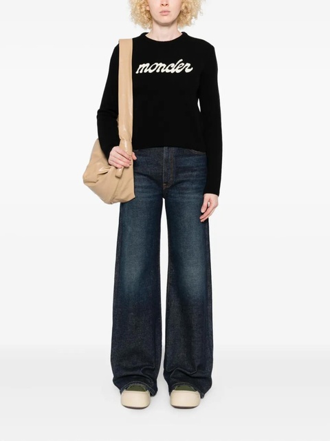 Moncler logo-embroidered wool jumper - Black - zdjęcie produktu nr 2