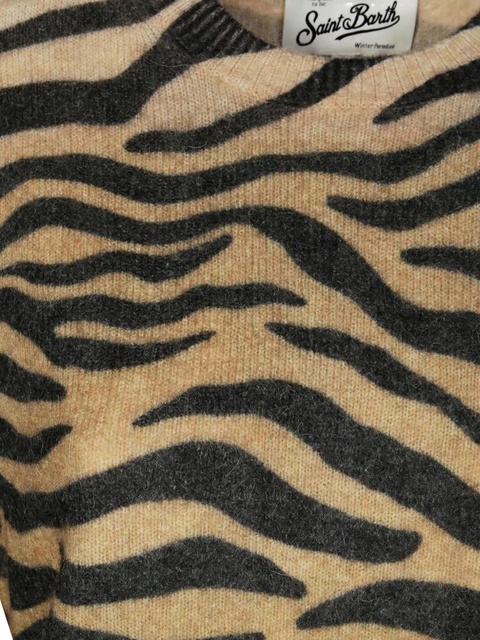 MC2 Saint Barth zebra-motif alpaca sweater - Neutrals - zdjęcie produktu nr 1