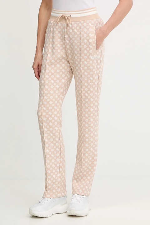 Guess spodnie dresowe NEW AGGIE damskie kolor beżowy wzorzyste V5YB20 KB212 - zdjęcie produktu nr 1