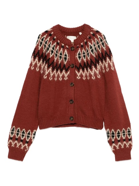 DÔEN Clarke patterned-intarsia cardigan - Brown - zdjęcie produktu nr 1