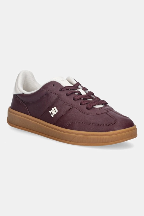 Tommy Hilfiger sneakersy skórzane TH HERITAGE SNEAKER SHINY damskie kolor bordowy FW0FW08823 - zdjęcie produktu nr 2