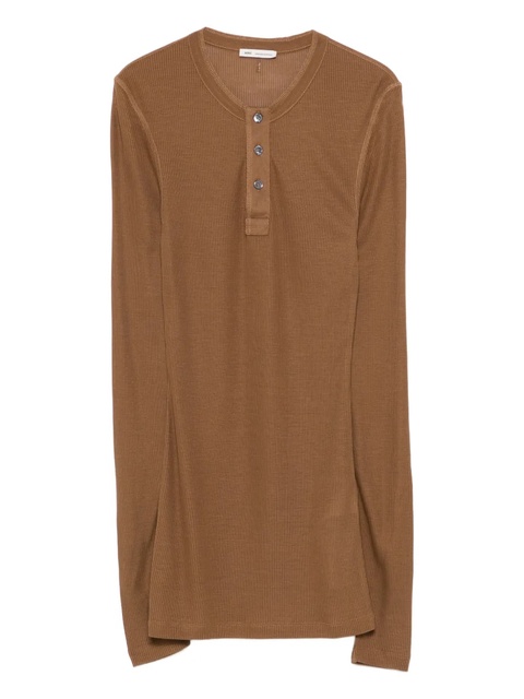 AMI Paris ribbed henley top - Brown - zdjęcie produktu nr 1