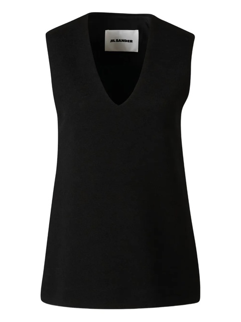 Jil Sander V-neck sleeveless top - Black - zdjęcie produktu nr 1