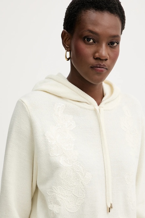 ERMANNO Firenze sweter z dodatkiem wełny damski kolor beżowy lekki 57TM034E85 - zdjęcie produktu nr 2