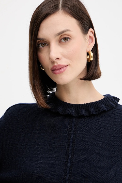 Twinset sweter z wełną damski kolor granatowy z półgolfem 252TT3350 - zdjęcie produktu nr 1