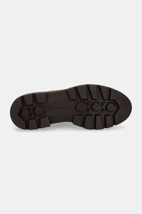 Tommy Hilfiger botki skórzane BICOLOR LEATHER LACE-UP damskie kolor beżowy na płaskim obcasie FW0FW08160 - zdjęcie produktu nr 2