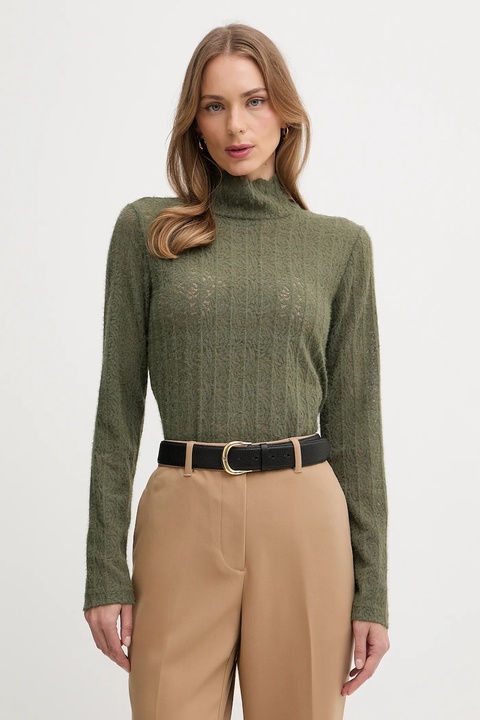 United Colors of Benetton sweter damski kolor zielony lekki z półgolfem 5W77DQ0AT - zdjęcie produktu nr 1