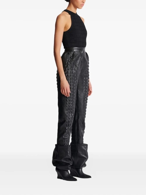 Balmain crocodile-effect embossed high-waisted trousers - Black - zdjęcie produktu nr 2