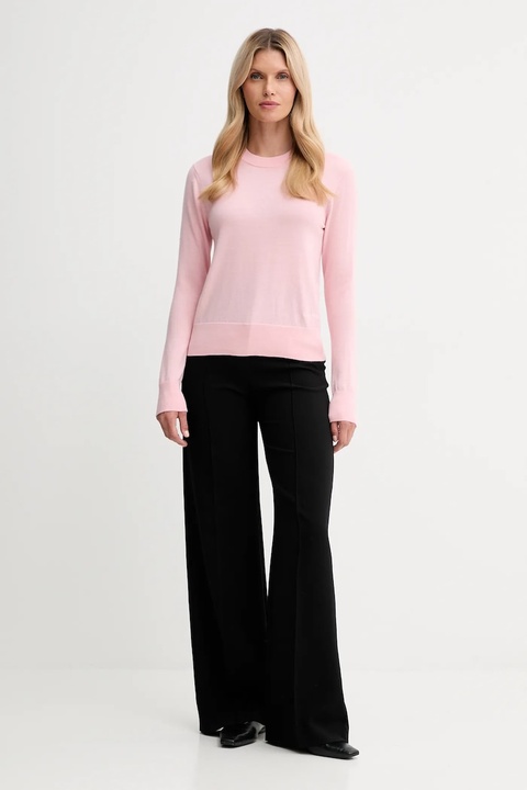 Calvin Klein sweter z dodatkiem wełny damski kolor różowy lekki LV044D370G - zdjęcie produktu nr 2