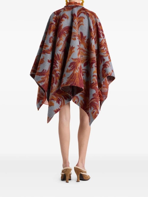 ETRO leaf-jacquard tassel cape - Blue - zdjęcie produktu nr 2